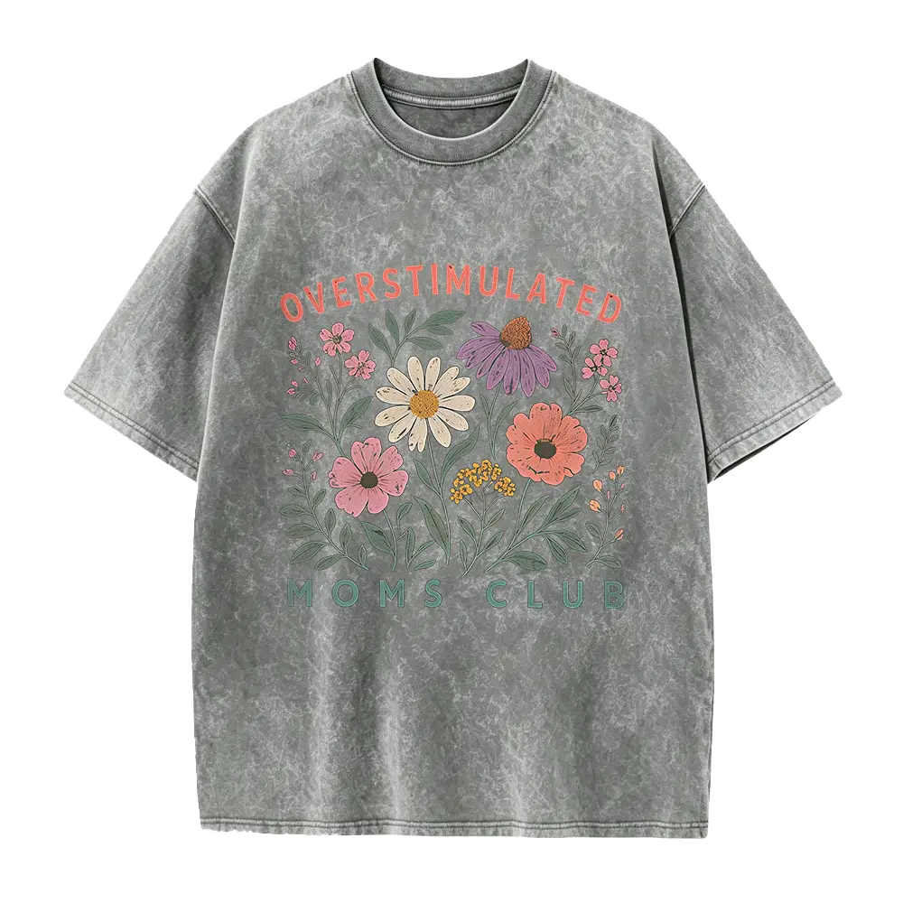 Overstimulated Moms Club Tshirt: Floral Mama Shirt