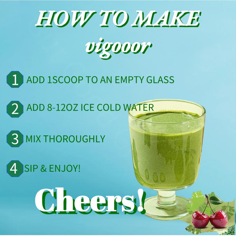Vigooor New Upgrade, Green Superfood Powder - Digestive Support, Intestinal Health, Relieve Bloating, Contains Probiotics and Antioxidants, No Added Sugar, No Additives, 240 oz Can, One Scoop is about 8 oz, 30 Days, Blender Included (Battery Not Included)