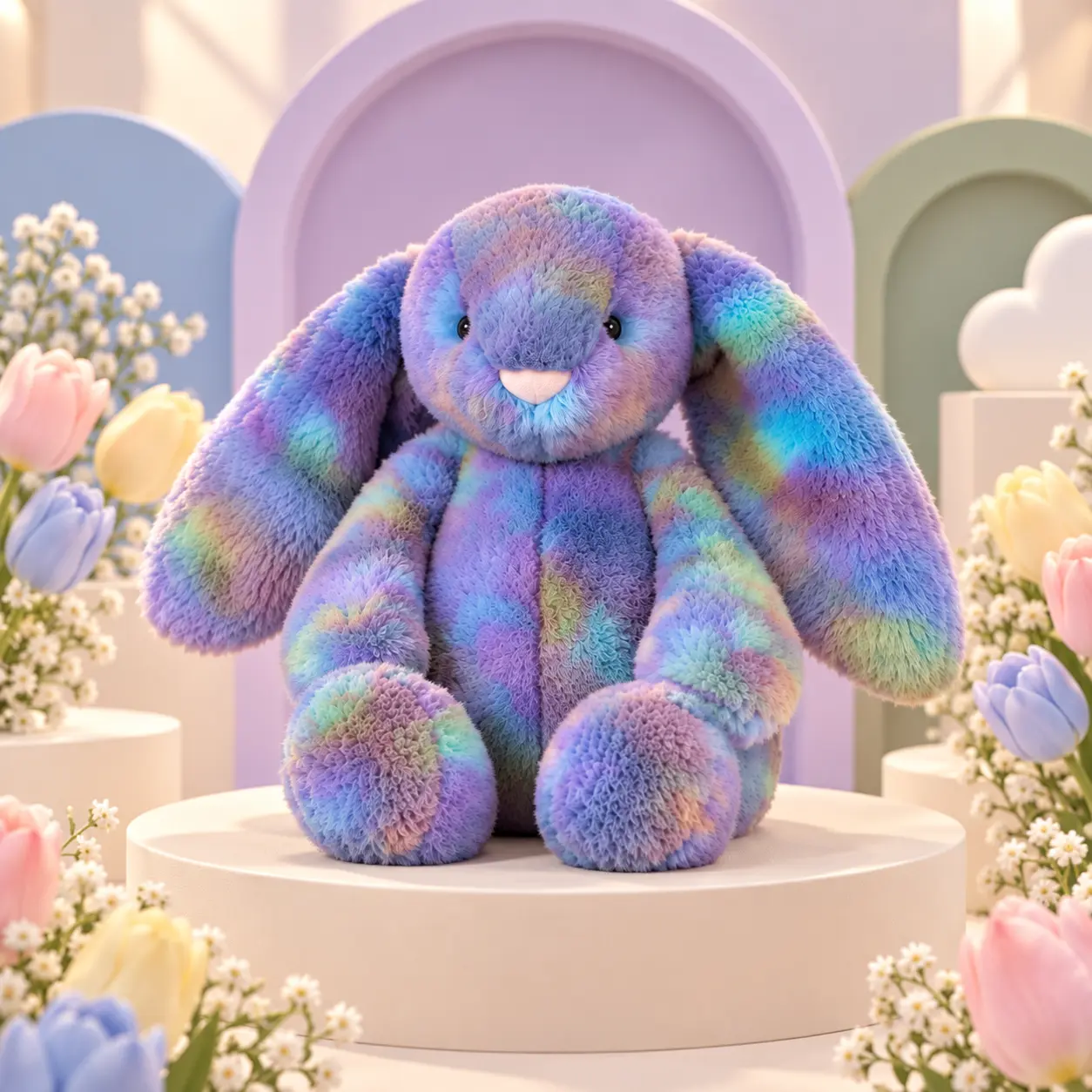 Jellycat Multicolor Bunny Plush – Soft Colorful Rainbow Bunny Stuffed Animal, Cute Long Ear Rabbit Plush Toy, Cozy Gift for Kids & Bunny Lovers