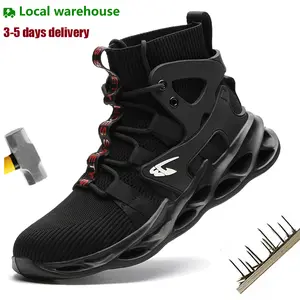 Fashion Safety Shoes Men Steel Toe Work Shoes Puncture Proof Sneaker Man Industrial Work Safety Boots Breathable Protective Boot fashionable footwear construction site