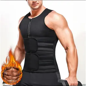 Men's Sauna Vest Compression Waist Trainer - Sauna Suit Double Sweat Belt Body Shaper for Gym Workout Exercise Solid Color Neoprene Sleeveless Top