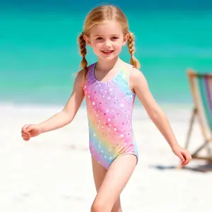 Girls Rainbow Star One Piece Bathing Suit Summer Beach Swimwear  for Toddler Pool Party
