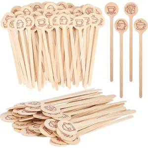 200 Pcs Wooden Coffee Stirrer 6 Inch Christmas Disposable Cocktail Drink Beverage Swizzle Sticks Round End Xmas Sticks for Milk Cocktail Tea Hot Cocoa Bar Chocolate Decoration(Coffee Cup)