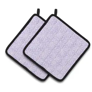 Carolines Treasures  Gemoetric Circles on Purple Watercolor Pair of Pot Holders