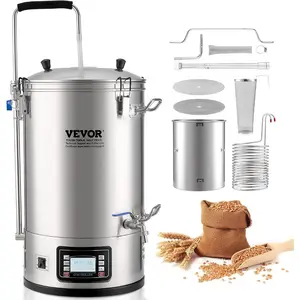 VEVOR Automatic Home Beer Brewer, 3.43 Gal All-in-One Home Brew Machine, 1500W Power Electric Beer Maker Machine with Mash Boil Device, 304 Stainless Steel Inner Tank, Auto Temp Pressure ControlVEVOR Super Brand Day