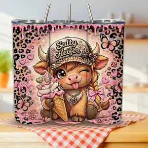 [7 samples] Salty Heifer Seamless Tumbler, Funny Highland Cow 20oz Tumbler