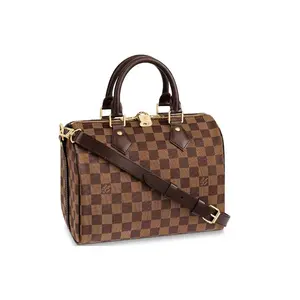 Louis Vuitton Speedy 25 Checkerboard Pillow Bag for Women – Coated Canvas, Shoulders Strap, Brown Beige