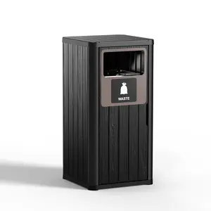 21Gallon 16*16*35 in Outdoor Single Barrel Trash Can,Waterproof Resin Garbage Can with Garbage Labels,Durable Waste Bin for Porch, Backyard,Kitchen Trash Bags