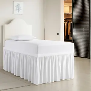 Ruffled Dorm Room Bed Skirt Twin XL 46 Inch Drop, Hotel Quality 1800 Brushed Microfiber Twin Long College Dust Ruffle, White