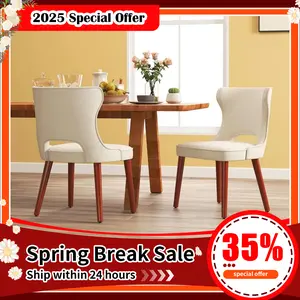 EBELLO Mid-century Modern Wingback Dining Chair with Solid Wood Legs Set of 2,Anti-water Fabric,Distinctive Wingback Design