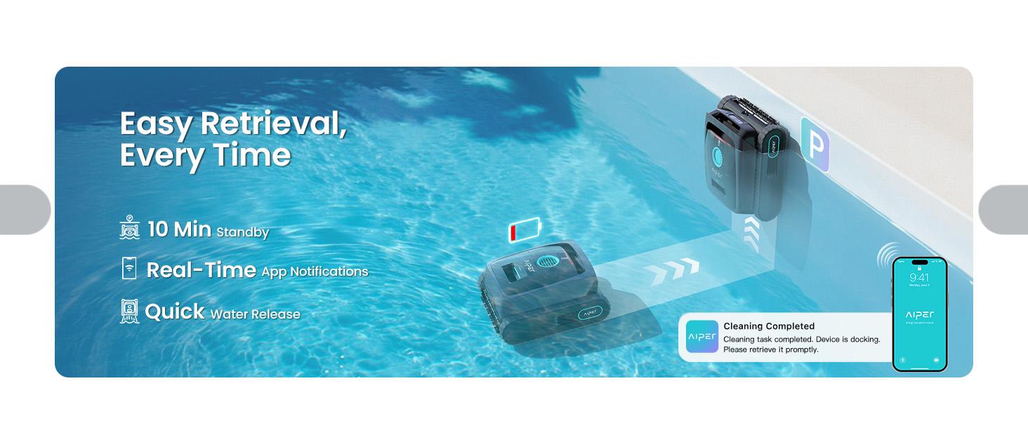 Aiper Scuba V3 Robotic Pool Cleaner, Wall & Waterline Cleaning, Cordless Pool Robot