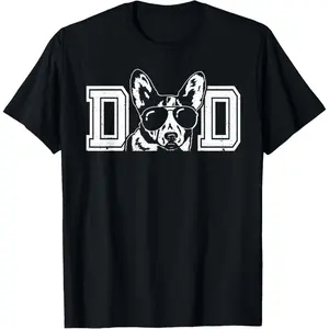 Blue Heeler Dog Owner For Men Blue Heeler Dad Father's Day T-Shirt Pure Cotton Graphic Tees Menswear Top: Gifts for Men & Women