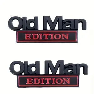 3D Old Man Peel-and-Stick Metal Car Emblem Stickers, Bumper Decals for Cars, Trucks, SUVs - Truck Accessories, Side/Rear Tailgate Name Plates, Premium Father’s Day Gift