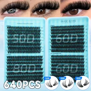 640pcs False Lashes Extension Set, High Capacity, D Curl, Fluffy Style, DIY Kit, Eyelash Extensions, Fluffy Eyelash Clusters, Perfect for Daily Use, Parties, Travel, Gift Idea