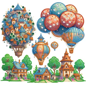 Balloon House Pattern DIY Diamond Arts Colorful Painting Kit without Frame, DIY 5D Diamond Arts Colorful Painting for Home Wall Decor