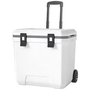 TMWINGS 38-quart portable wheeled cooler/ice box, suitable for camping, beach, and fishing, keeps drinks cold for 24 hours, heavy-duty telescopic handle, lightweight design, fits in a car trunk, and quiet, easy-to-roll wheels.