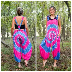 Tie Dye Hippie Dungarees Overalls Jumpsuits Rompers Pants