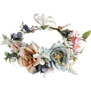 Floral Crown Women Flower Headband Floral Headpiece Halo Wedding Party Festival Photos