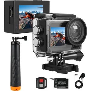 SVGo2 4K30FPS Underwater Camera, EIS 2.0 Dual -Screen  Camera Underwater, 50MP 5X Zoom, Remote Action Camera with Floating Selfie Stick, 2  for Snorkeling, Skiing
