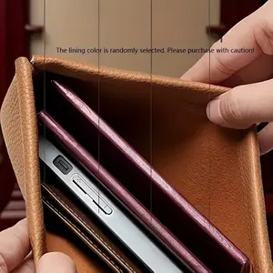 Automatic Closure PU Material Retro Long Wallet, Large Bills Small Coins Storage Bag, Spring Clip Coin Purse, Vintage Design