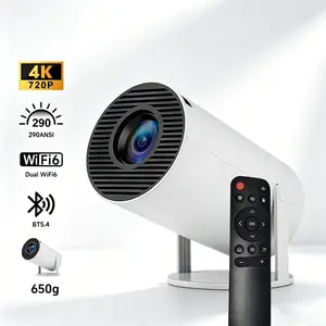 Portable Smart Mini Wireless Projector with Mount, 720P LED Display, 290 Lumens, Bluetooth 5.4, WiFi, Auto Keystone, 180° Rotatable, 130" Screen, Android OS, Built-In Audio, Remote Control, Dual-Source, for Home Cinema, Outdoor Use & Game