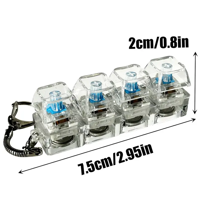 Keyboard Fidget Toy for Adults Fidget Keyboard Clicker Toys with LED Lights Keychain Stress Relief for Anxiety Decompression