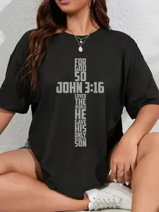 100% Cotton For God So Loved The World Christian John 3 16 Bible Verse T-Shirt