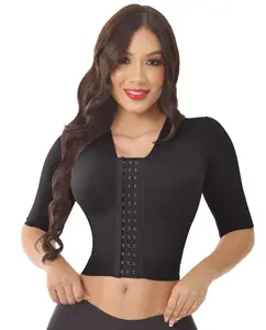 Bianka 1621 Black and Beige Shapewear Top - Comfortable Adjustable Womenswear for Basic Style