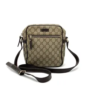 Pre-owned GUCCI Coated Canvas Messenger Bag Front Zip Messenger GG Small #3732