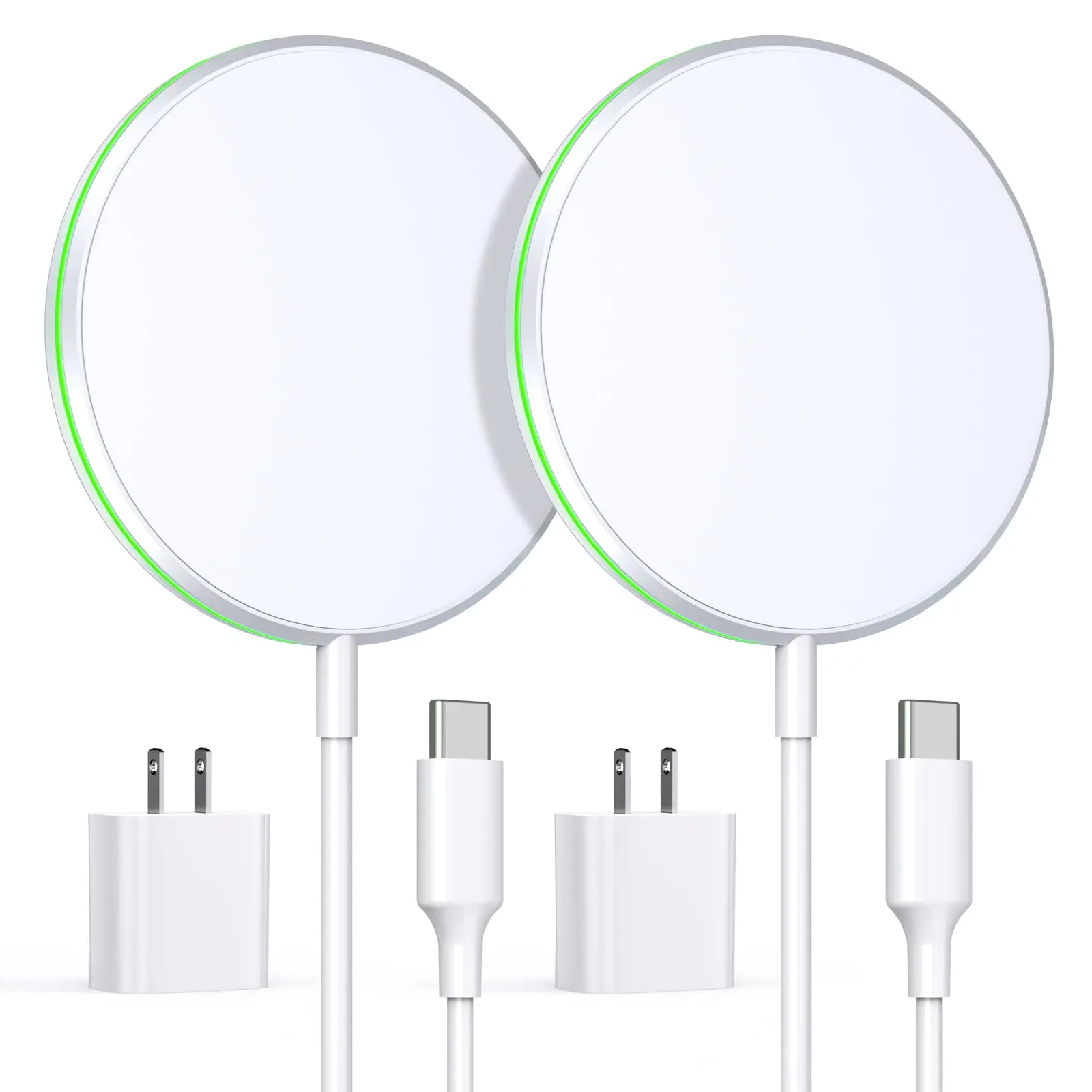 2 Pack Magnetic Wireless Charger 15W Charger with 20W Adapter for iPhone 15/14/13/12 Pro/Max/Plus/Mini and AirPods 3/2/Pro 2/Pro Wireless Charging Pad with 5ft Cable