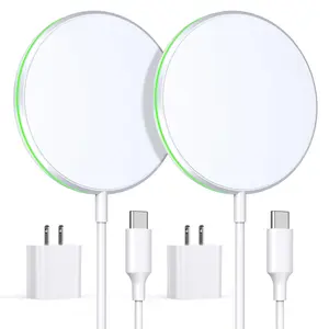2 Pack Magnetic Wireless Charger 15W Charger with 20W Adapter for iPhone 15/14/13/12 Pro/Max/Plus/Mini and AirPods 3/2/Pro 2/Pro Wireless Charging Pad with 5ft Cable