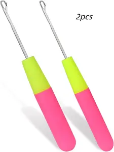 2Pcs Latch Hook Tool, Latch Hook Crochet Needle for Micro Braids, Hair Extension, Feather and Carpet