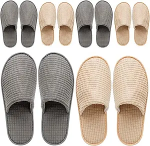6-10 Pairs Non-Slip Washable Reusable Spa Slippers - Shoe Footwear Slide for Guests, Hotel, Bathroom (Indoor/Outdoor)