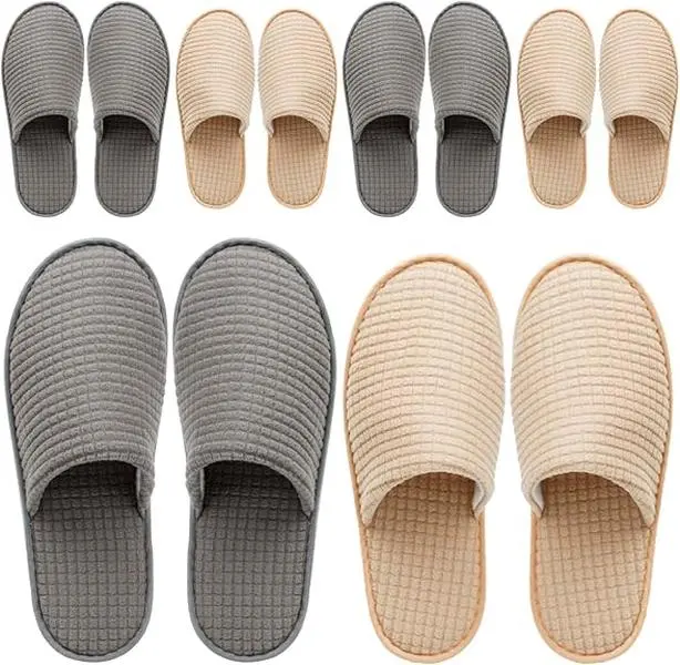 Spa Look Casual Open Toe Memory Foam Slides, 6-10 Pairs Bulk Pack - Rubber High-Friction EVA Flat Sole Eco-Conscious Washable Footwear for Hotel Guests & Bathroom Use