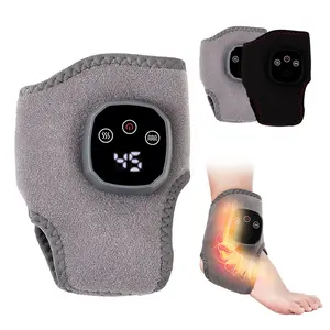Heated Ankle Brace, Hot Therapy Vibration Massage FootPain Relief Device, Relieves Overuse Ankle Pain, Warms &Heats Ankles Effectively, USB Rechargeable MassagersMagic Heat Compress BLACK