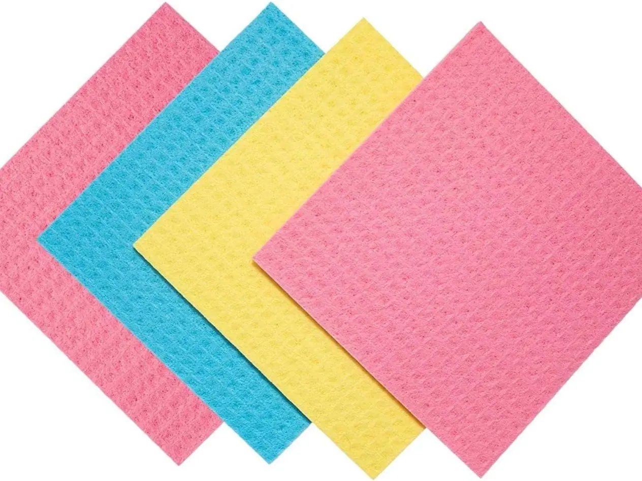 Environmentally Friendly Cellulose Sponge Cloth and Paper Towel Alternative for Household and Kitchen Cleaning - 4 Pack - Absorbent, Cotton wipes