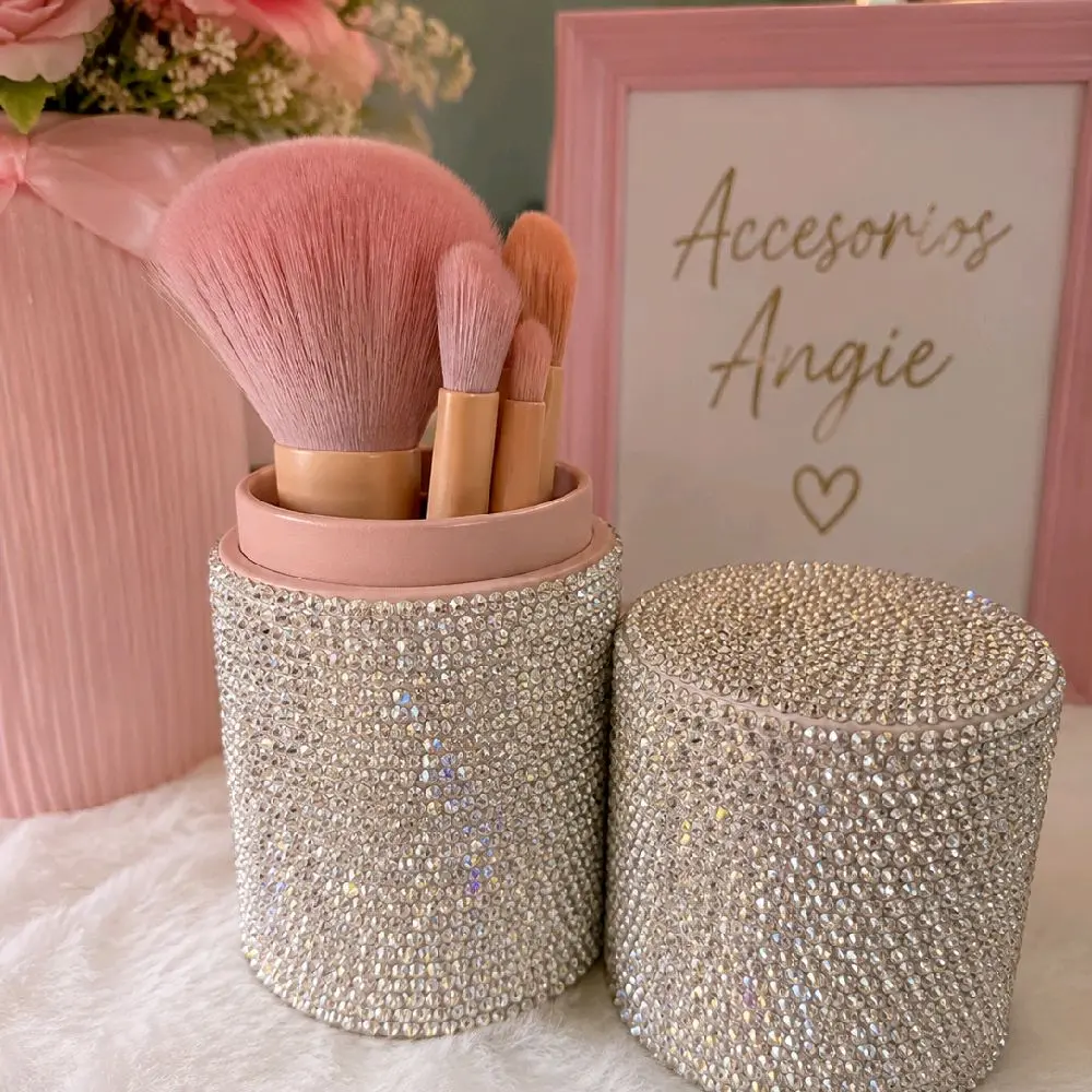 Portable Makeup Brush Set with Sparkly Case
