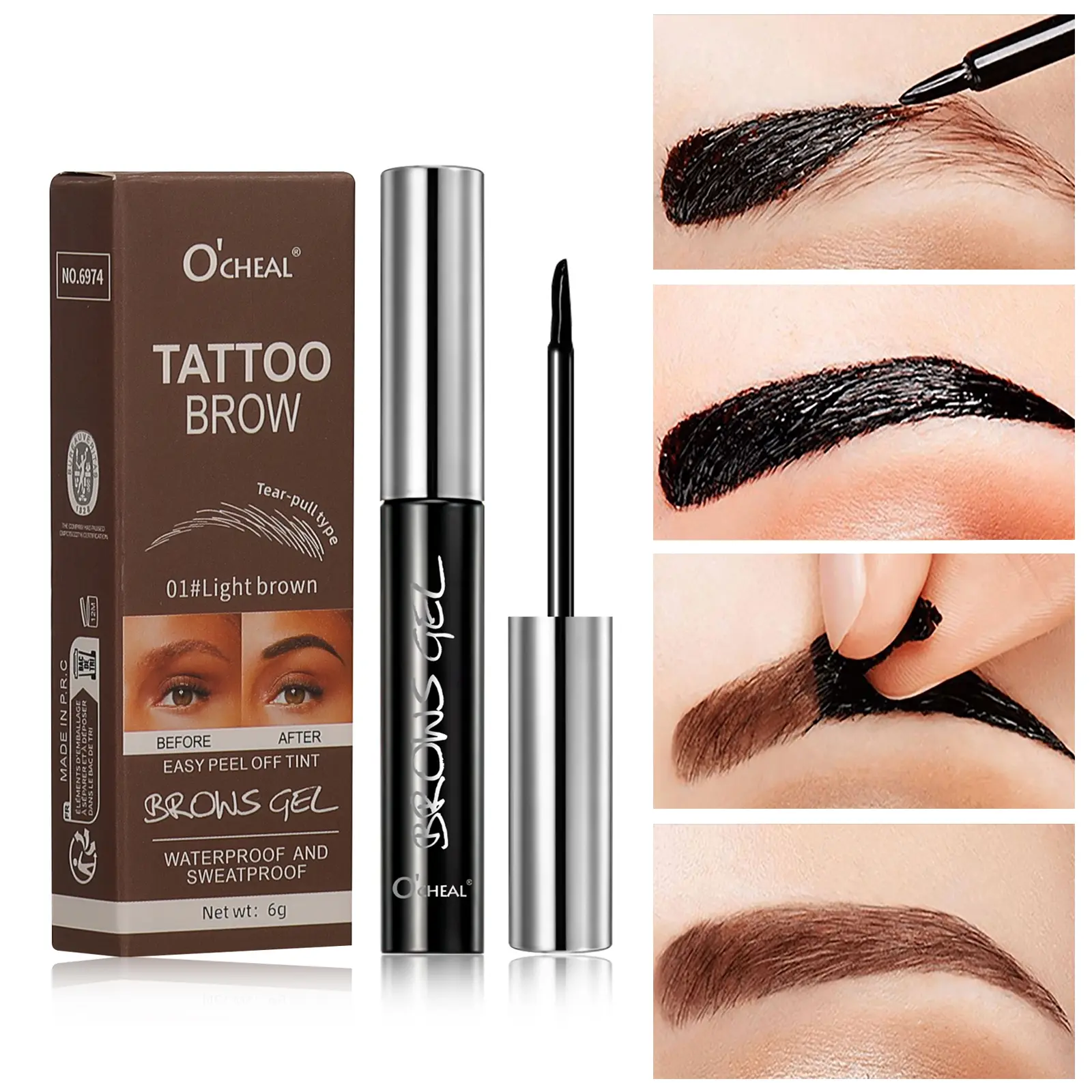 New 3 color tear-off eyebrow cream, eyebrow tinting waterproof tear-off eyebrow gel, long-lasting styling eyebrow balm Makeup Blend peel  off  brow babe  eyebrow  serum Cosmetic