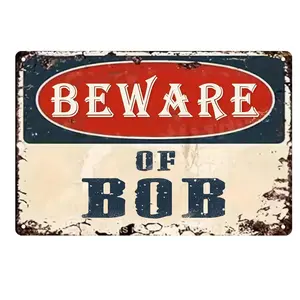 20x30cm/8x12inch Beware of Bob Vintage Aluminium Metal Sign, Halloween Home Decor Prop, Lightweight Indoor-Outdoor Door Hanging Gift Idea