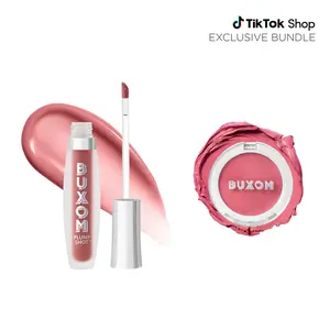 BUXOM Lip & Cheek Plump Duo Bundle –  Plumping Lip Serum & Advanced Plumping Cream Blush for Full, Hydrated Lips & Cheeks