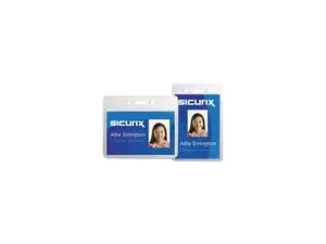 SICURIX Vinyl Punched ID Badge Holders - Horizontal - Horizontal - 2.5" x 3.5" x - Vinyl - 50 / Pack - Clear