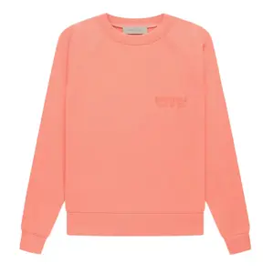 Men's Fear of God Essentials Casual Long-Sleeve Crewneck Hoodie, Menswear Tops, Coral Sweatshirt