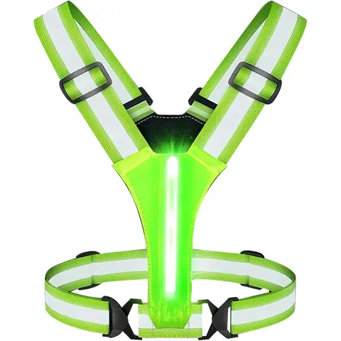 Rechargeable LED Reflective Vest for Running, Cycling, Walking – High Visibility Safety Gear with 3 Flash Modes, Adjustable Night Running Vest for Men, Women & Kids, Rainproof Light Up Running Gear