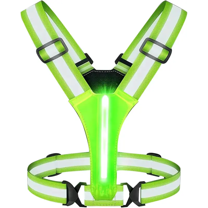 Rechargeable LED Reflective Vest for Running, Cycling, Walking – High Visibility Safety Gear with 3 Flash Modes, Adjustable Night Running Vest for Men, Women & Kids, Rainproof Light Up Running Gear
