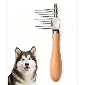 Professional Pet Dematting Brush & Rake | Grooming Detangler for Matted Fur & Undercoat | For Doodles, Poodles, Cats & All Pets