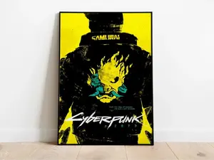 [Unframed] Cyberpunk 2077 Samurai V Jacket Wall Art Poster - Premium High Definition Glossy Print for Gaming Room Decor - Iconic Night City Aesthetic Video Game Merchandise - Perfect Gift for Gamers