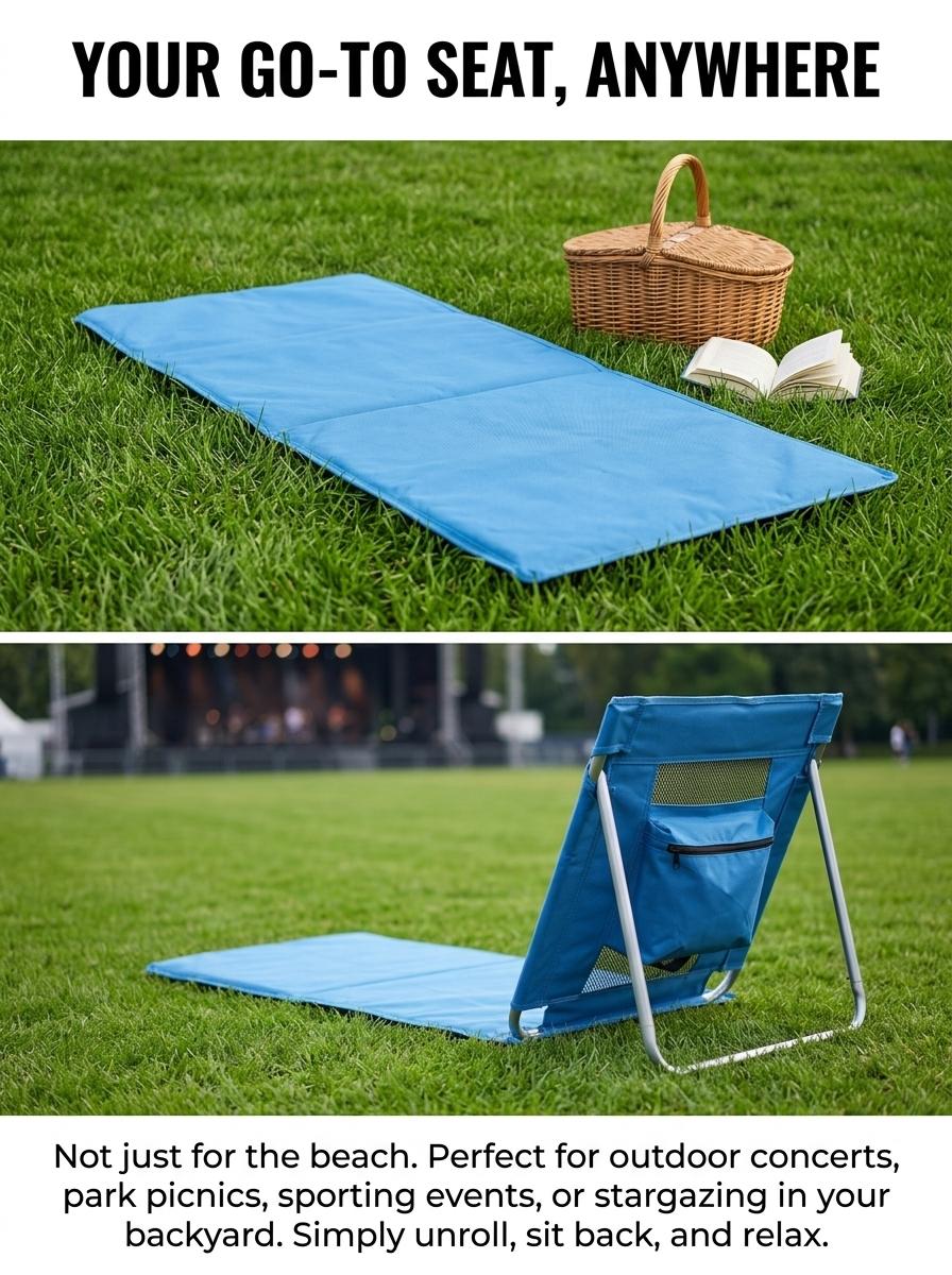 68.5*21.3" Blue Outdoor Lounge Chair, Iron Tube, Oxford Fabric, with Cooler Bag, Mesh Splicing, Foldable,Adjustable armrest leisure bench, portable beach bench, suitable for outdoor use, patios, poolside and lawns Durable Fabric Chair chaise wicker design