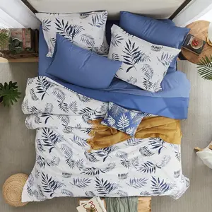 Blue Comforter Set Queen - 8 Piece Bedding Set with Sheets, Crinkle Navy Blue Comforter (90"x 90")