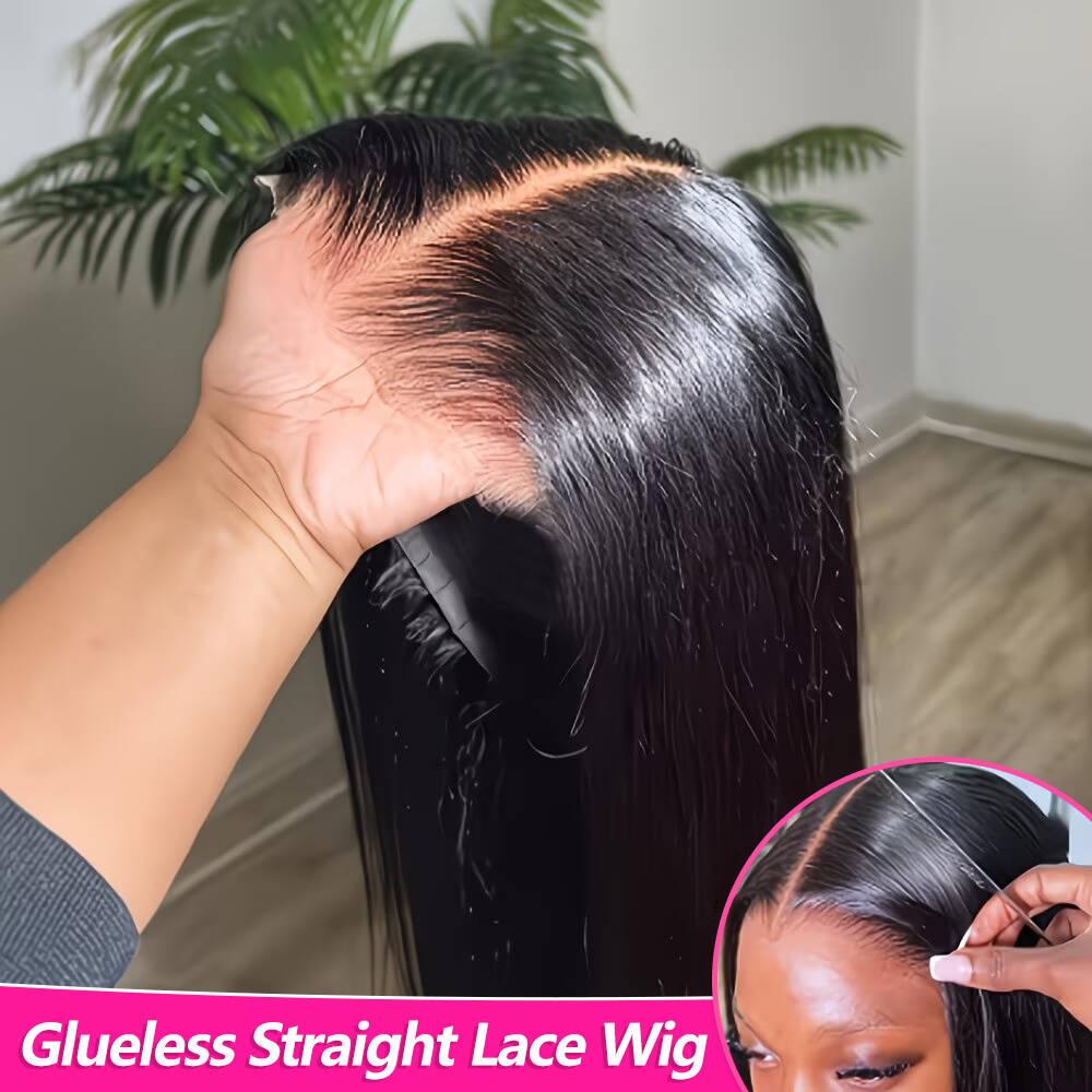MYLOCKME 34 36Inch Straight Glueless Wigs Human Hair Transparent Wear&Go 6x4 5x5 Lace Clouse Human Hair Wig Brazilian Pre-Cut 7x5 9x6 Straight Remy Hair Wig
