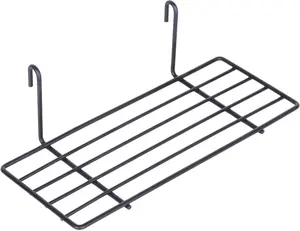 Kaforise Hanging Straight Shelf for Wire Wall Grid Panel, Small Wire Wall Organizer and Display Shelf, Size 9.8"X3.9",Black Painted Decor Hook